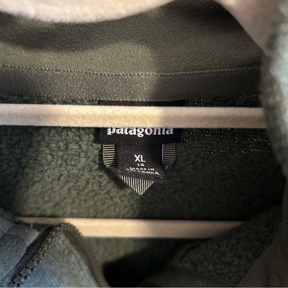 Boys Patagonia dark green better sweater 1/4 zip pullover jacket size 14 XL - Picture 7 of 7